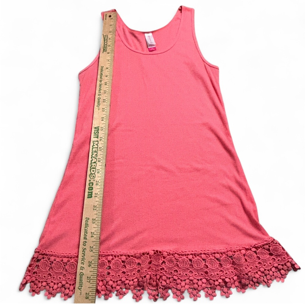 NO BOUNDARIES Pink Ribbed Lace Trim Tank Top L (11-13) NWOT - Picture 7 of 7